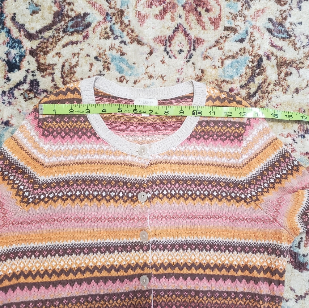 Talbots Fair Isle Cardigan Size Medium Petite - Picture 8 of 10